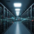 Data,Center,With,Data,Flying,In,The,Air