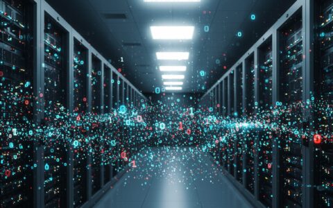 Data,Center,With,Data,Flying,In,The,Air