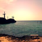 A beautiful view of the remaining of the Greek Ship by the beach in Kish Island, Persian Gulf, Iran