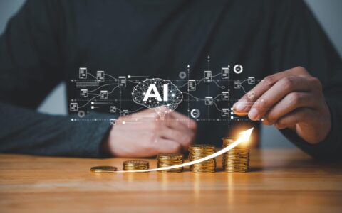 Ai,Drives,Money,And,Fintech,As,A,Hand,Stacks,Gold